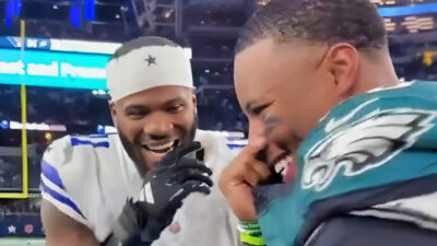 Micah Parsons and Saquon Barkley laughing