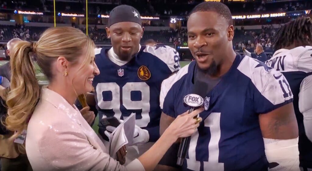 Micah Parsons speaking with Erin Andrews