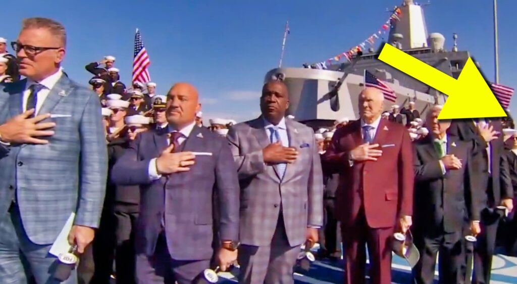 NFL on FOX crew during the national anthem.