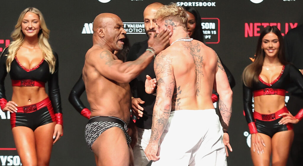 Mike Tyson slaps Jake Paul at weigh ins
