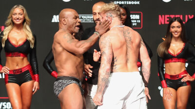 Mike Tyson slaps Jake Paul at weigh ins