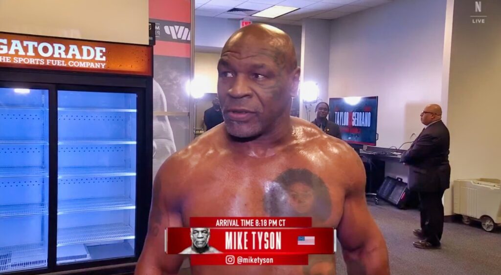 Mike Tyson showing his bare butt on TV