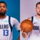 Naji Marshall of the Dallas Mavericks, and Luka Doncic of the Dallas Mavericks poses for portraits