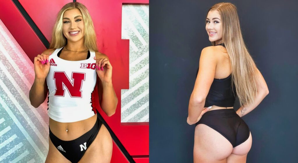 Meghan Walker posing in Nebraska gear