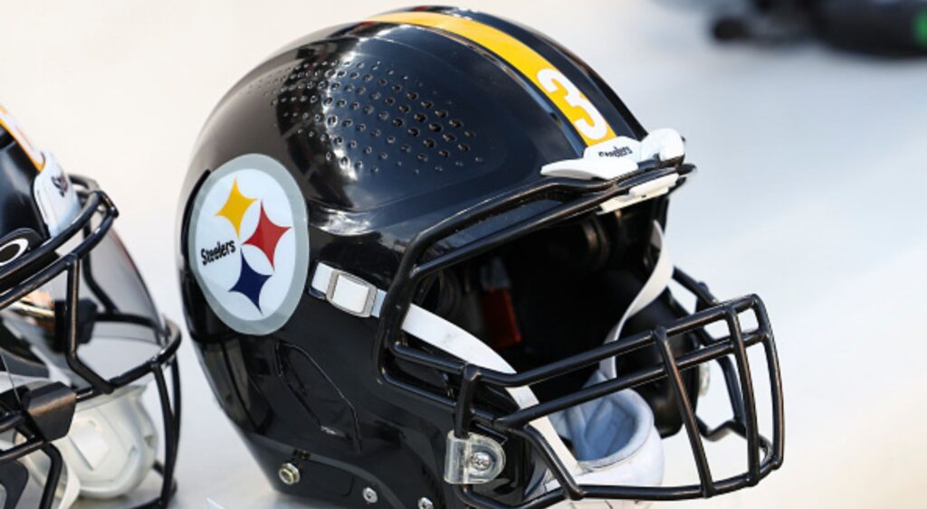 Pittsburgh Steelers name is on helmet 