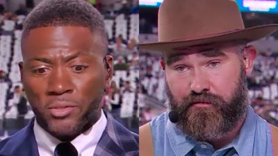 Colse-ups Ryan Clark and Jason Kelce