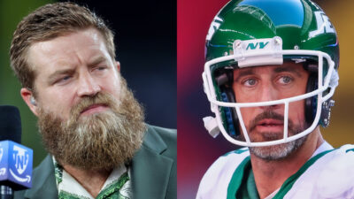 Close-up photos of Ryan Fitzpatrick and Aaron Rodgers