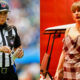 Photos of down judge Sarah Thomas and pop star Taylor Swift