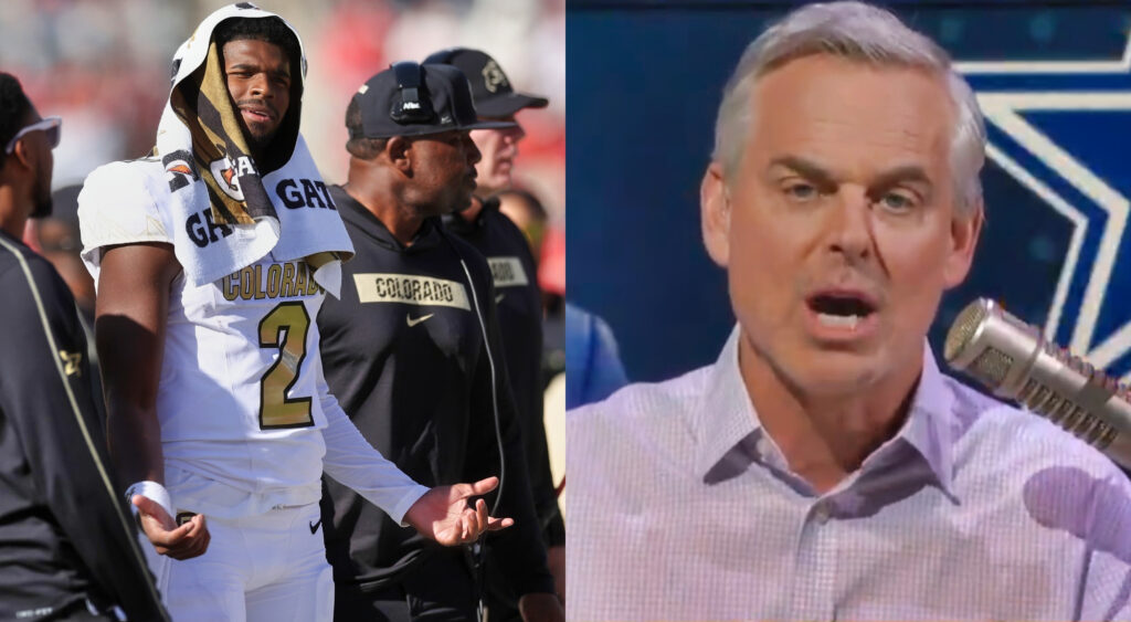 Photos of Shedeur Sanders and Colin Cowherd