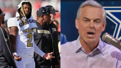 Photos of Shedeur Sanders and Colin Cowherd