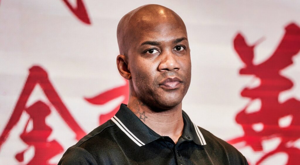 Stephon Marbury at a press conference