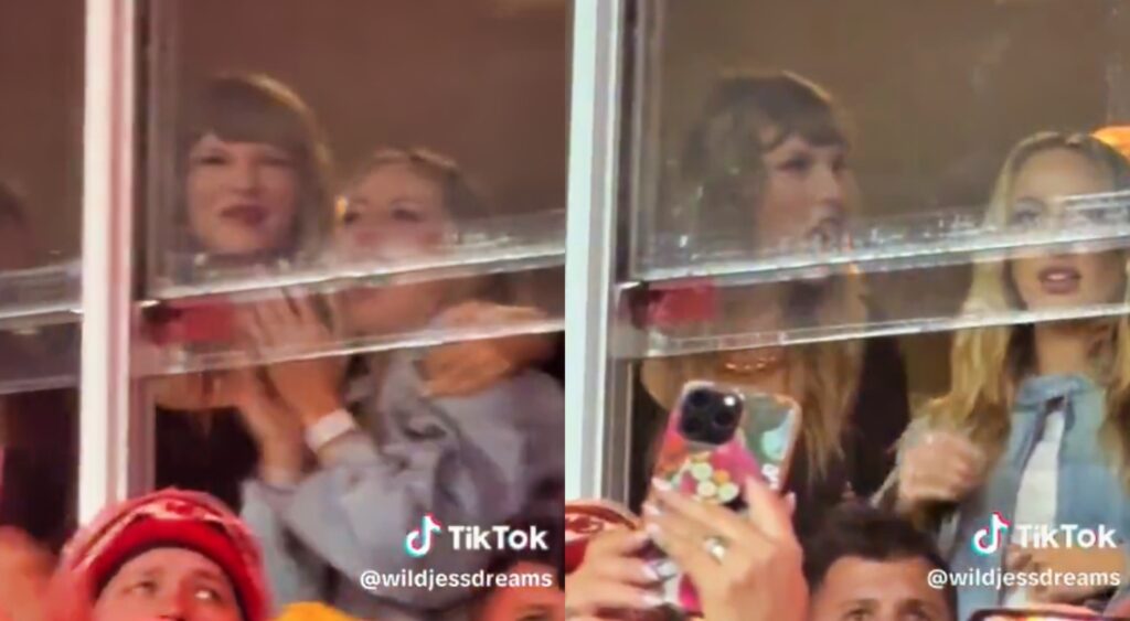 Taylor Swift and Brittany Mahomes in suite