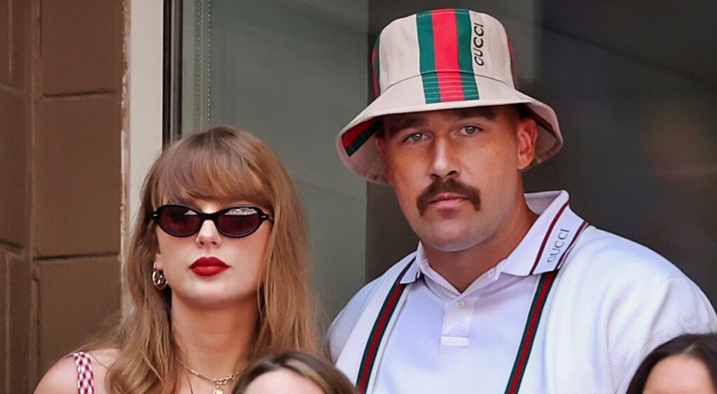 Singer-songwriter Taylor Swift and Travis Kelce of the Kansas City Chiefs attend the Men's Singles Final match between Taylor Fritz of the United States and Jannik Sinner of Italy on Day Fourteen of the 2024 US Open