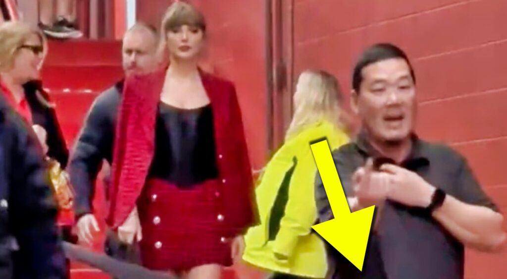 Taylor Swift walking into Arrowhead Stadium.