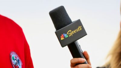 The NBC Sports logo is shown on a microphone