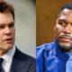 Close-up photos of Tom Brady and Michael Strahan