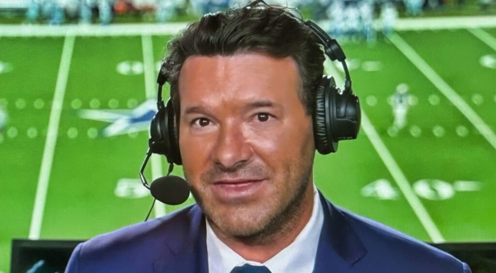 Tony Romo commentating a game.