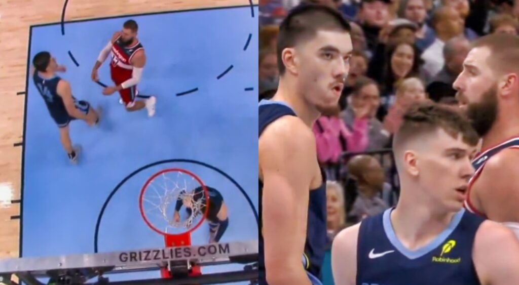 Zach Edey got into a heated exchange with the Wizards veteran Jonas Valanciunas