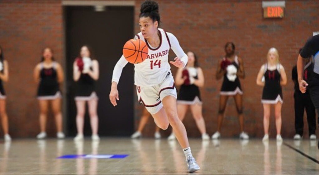 Harmoni Turner dribbling basketball