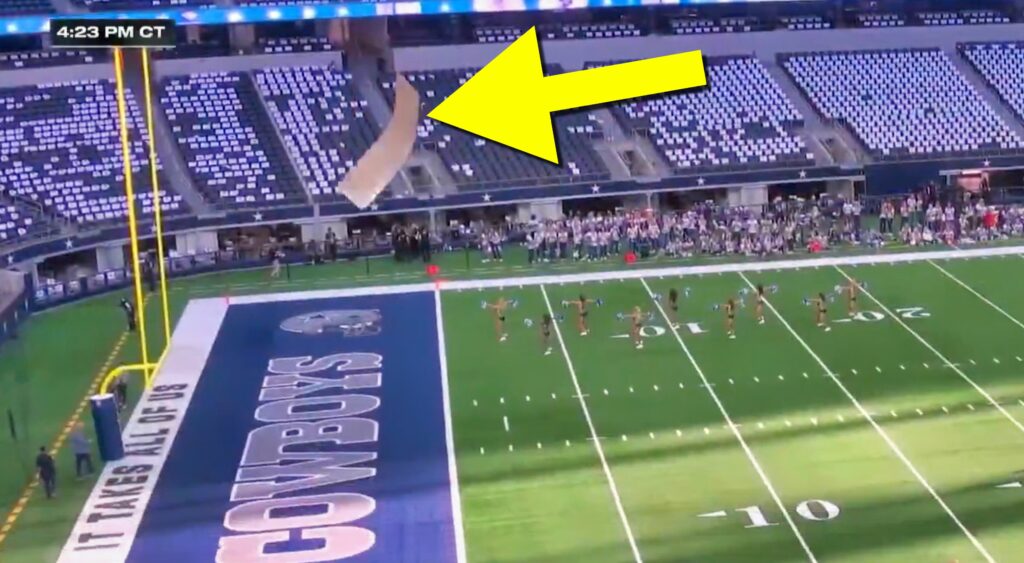 Metal Sheet falling from the sky at AT&T Stadium.