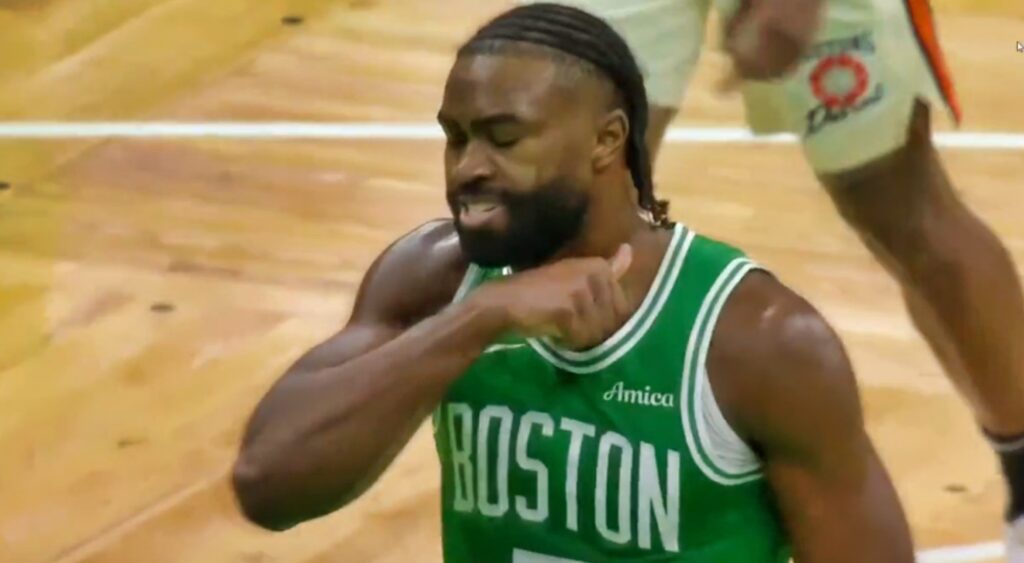 Jaylen Brown's throat slash celebration