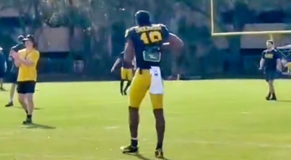 Bryce Underwood at Michigan practice.