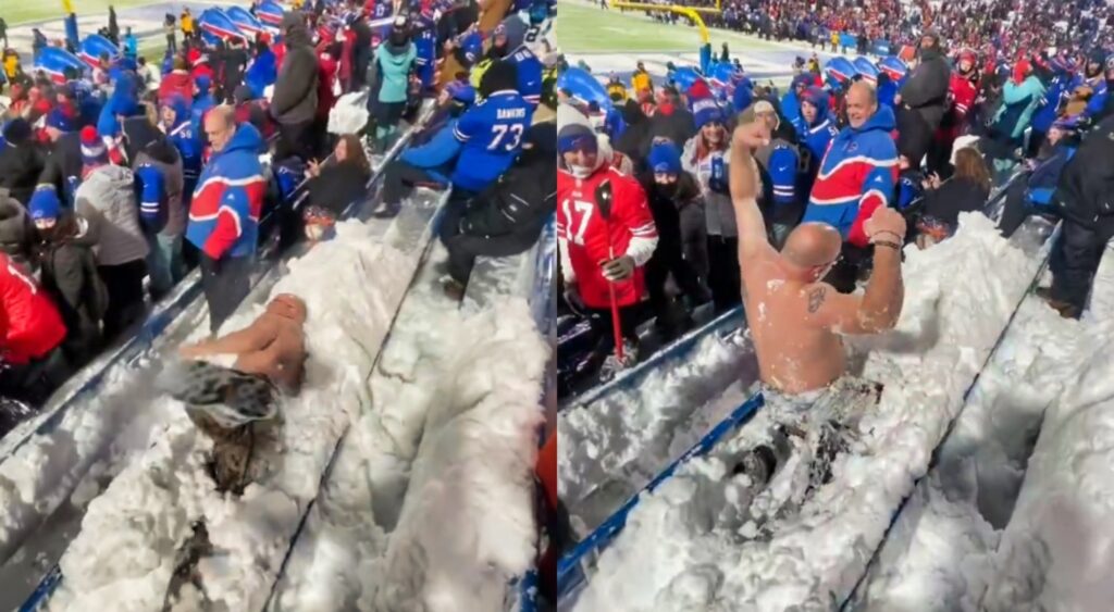 Buffalo Bills fan in snow