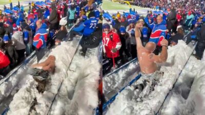 Buffalo Bills fan in snow