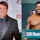 Host and mixed martial artist Chael Sonnen, and Joaquin Buckley poses on the scale during the UFC Fight Night