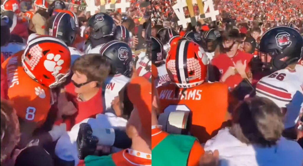 Players storming the field after Clemson Tigers loss