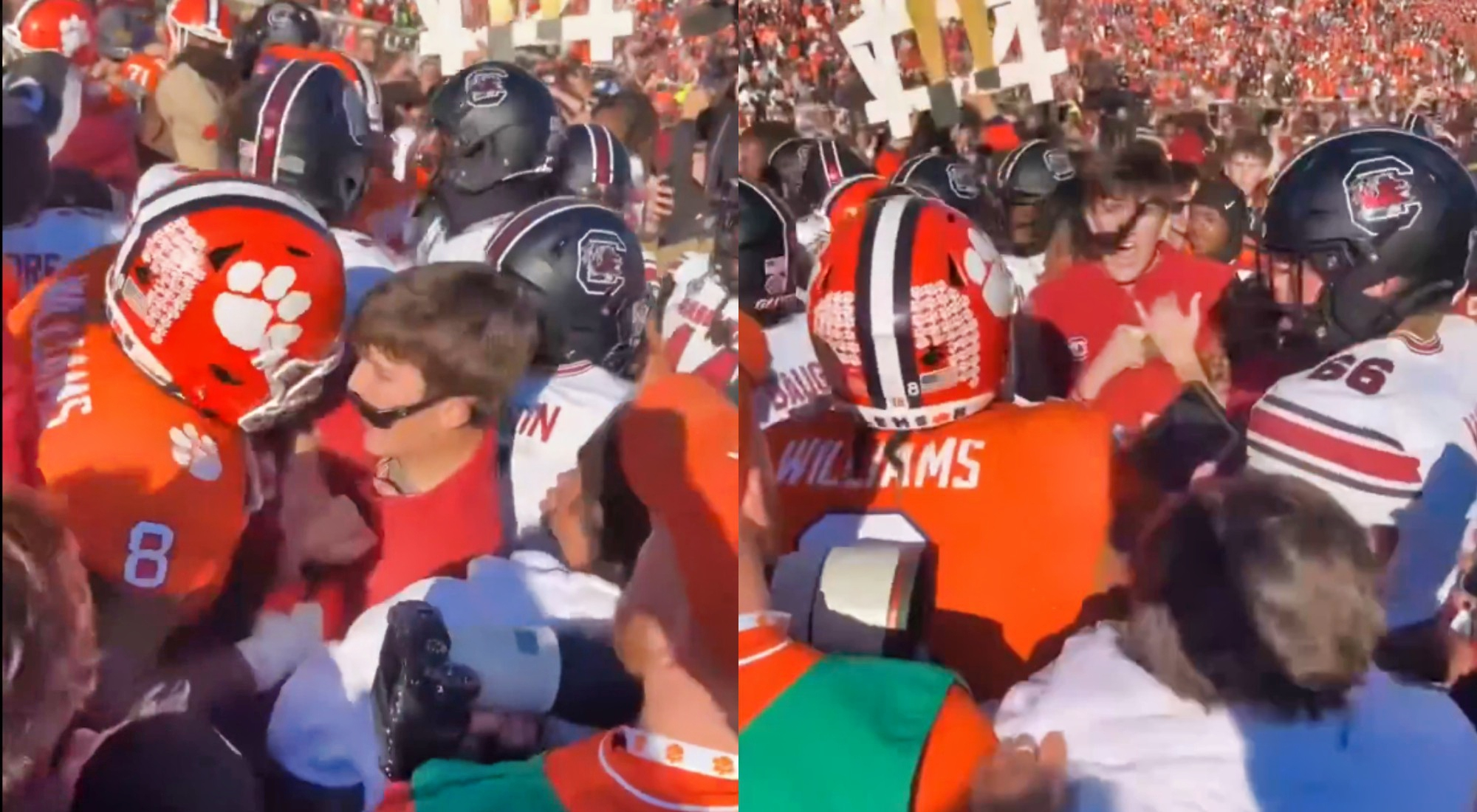 Clemson Tigers Players Recorded Getting Physical With Fans