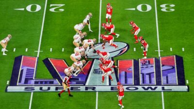 Brock Purdy #13 of the San Francisco 49ers lines up under center in the first quarter during Super Bowl LVIII against the Kansas City Chiefs at Allegiant Stadium on February 11, 2024 in Las Vegas, Nevada.