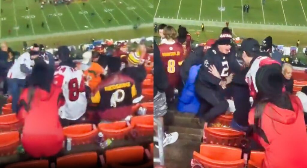 Falcons and Commanders fans fighting in the stands