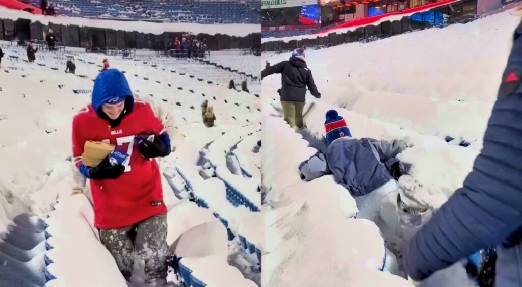 Fans trying to get to their seats at Bills-49ers game