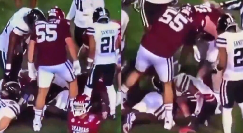 Fernando Carmona stepping on Texas Tech player's leg