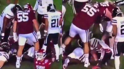 Fernando Carmona stepping on Texas Tech player's leg