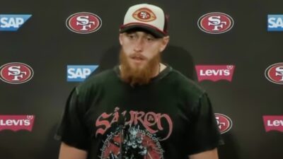 George Kittle talking to reporters