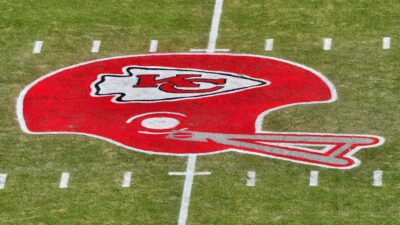 Kansas City Chiefs logo on field