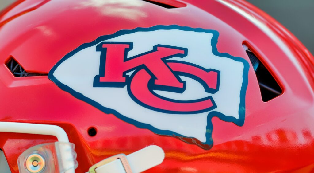 Kansas City Chiefs logo on helmet.