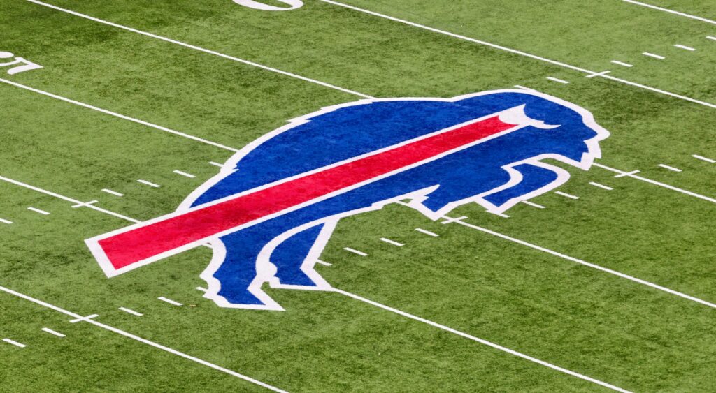 Buffalo Bills logo at midfield.