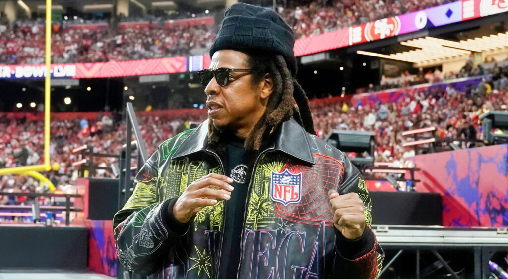 Jay-Z attending the Super Bowl