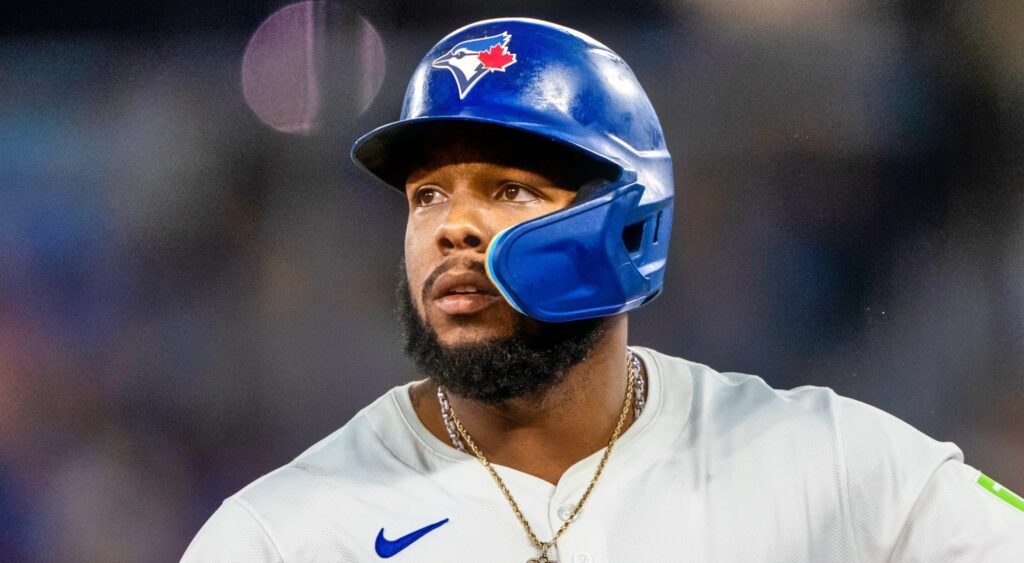 Vladimir Guerrero Jr. of Toronto Blue Jays looking on.