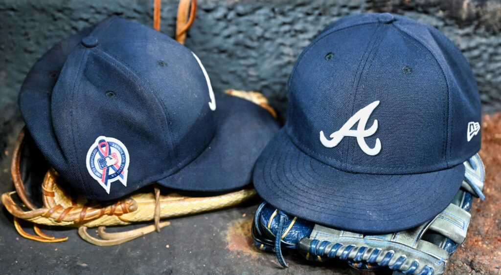 Atlanta Braves caps and gloves