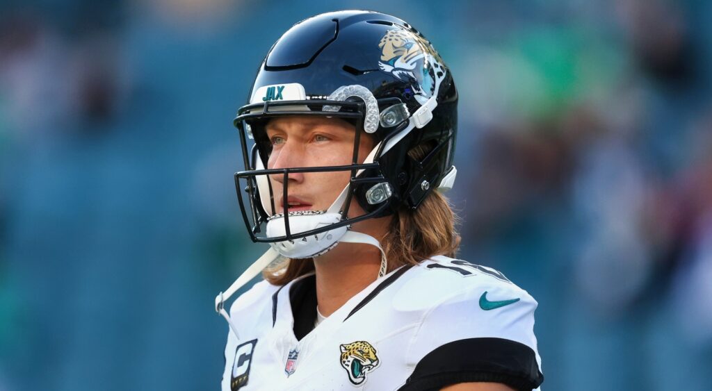 Trevor Lawrence of Jacksonville Jaguars looking on.