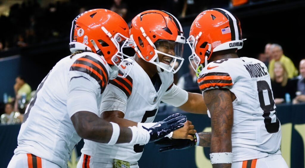 Cleveland Browns celebrating a touchdown.