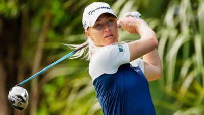 Charley Hull swinging golf club