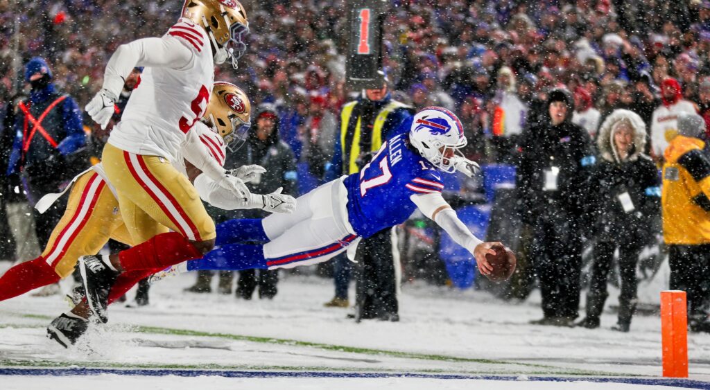 Josh Allen dives for a touchdown.