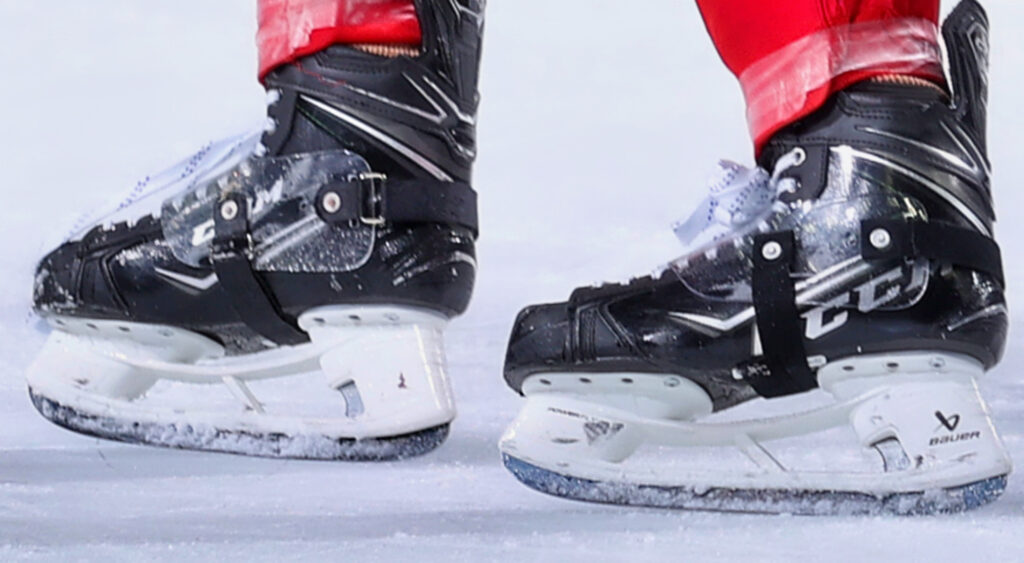 Photo of hockey skates for article on Radek Faksa