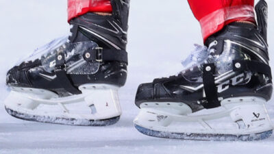 Photo of hockey skates for article on Radek Faksa