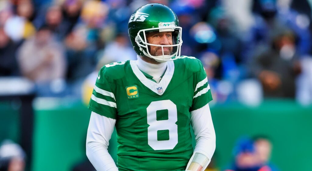 Aaron Rodgers in Jets uniform